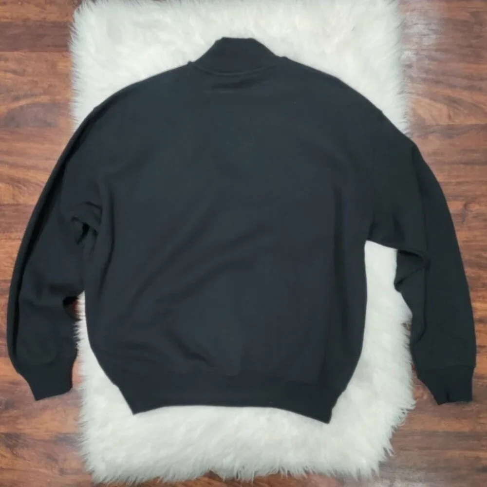 Skims Oversized Womens XS Long Sleeve Mockneck Pullover Sweatshirt Onyx Black - Picture 3 of 10